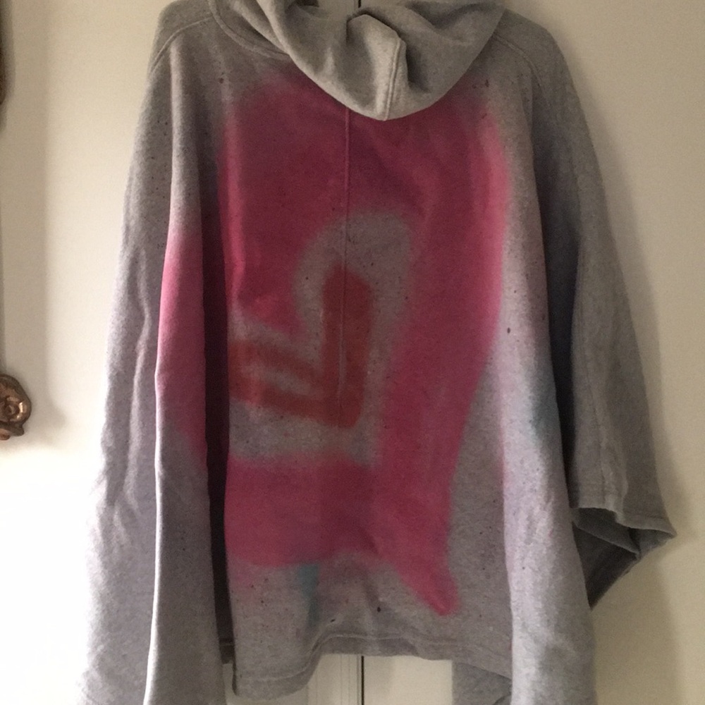 Custom heart sweatshirt poncho -xoxo on front